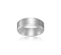 Metro Jewelry Black Zirconium or Stainless Steel Classic Beveled Edge Band Ring for Men - 8 MM Wide Band - Anniversary Ring Size 7 to 12, 7 UK, Metal, No Gemstone