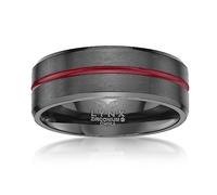 Metro Jewelry Black Zirconium Red Line Band Ring for Men - 8 MM Wide Band - Anniversary Ring Size 8 to 12, Metal, No Gemstone