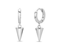 Metro Jewelry Cone Drop Hoop Earrings for Men and Women - Stainless Steel Dangling Cone Earrings - 6.5mm Wide Unisex Hinged Hoops - Modern Geometric Statement Jewelry