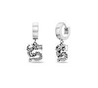 Metro Jewelry Dangling Dragons Hoop Earrings for Men and Women - Yellow or Black Ion Plated Stainless Steel Earrings - 12 mm Wide Hinged Hoops - Modern Unisex Jewelry, Stainless Steel, No Gemstone