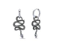 Metro Jewelry Dangling Snake Hoop Earrings for Men and Women - Stainless Steel Serpent Earrings - Unisex Hinged Hoops - Elegant Modern Inspired Jewelry
