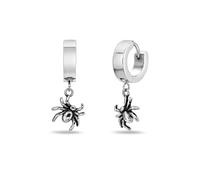 Metro Jewelry Dangling Spider Hoop Earrings for Men and Women - Yellow or Black Ion Plated Stainless Steel Spider Earrings - 10 mm Wide Hinged Hoops - Gothic Style Unisex Jewelry, Stainless Steel, No