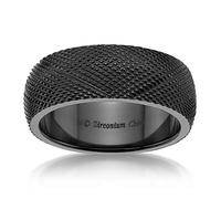 Metro Jewelry Diamond Pattern Black Zirconium Band Ring for Men - 8 mm Wide Ring Size 8 to 12, 8 UK, Metal, No Gemstone