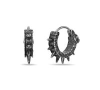 Metro Jewelry Multi Spike Hoop Earrings for Men and Women - Stainless Steel Hammered Pattern Earrings - Unisex Hinged Hoops - Vintage Inspired Jewelry