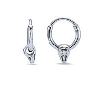 Metro Jewelry Skull Hoop Earrings for Men and Women - Stainless Steel Hoop Earrings - 13 mm Wide Modern Hinged Hoops - Statement Unisex Jewelry