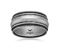 Metro Jewelry Stainless Steel Black Edges Multiple Scuffs Style Band Ring for Men - 8 MM Wide Band - Anniversary Ring Size 8 to 12, Metal, No Gemstone