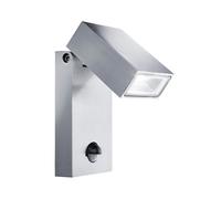 metro led outdoor wall light with pir sensor in silver