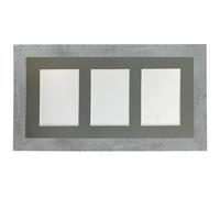 Metro Mineral Grey Picture Photo Frame with Dark Grey 7 x 5 Inch Three Aperture Long Mount