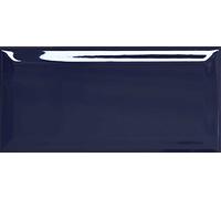 Metro Navy Blue Ceramic Wall Bathroom Tile Subway Brick Effect 100mm x 200mm Bevelled Edge Kitchen Tiles Gloss Finish 1m2 Box of 50