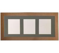 Metro Oak Picture Photo Frame with Dark Grey 7 x 5 Inch Three Aperture Long Mount