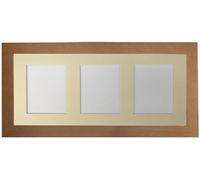Metro Oak Picture Photo Frame with Ivory 7 x 5 Inch Three Aperture Long Mount
