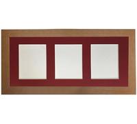 Metro Oak Picture Photo Frame with Red 7 x 5 Inch Three Aperture Long Mount