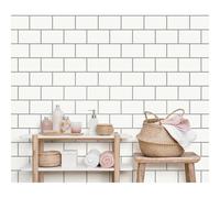 Metro Tile Wallpaper Crown Silver White Metallic Textured Vinyl Glitter