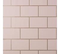 Metro Tile Wallpaper Rose Gold Pink Metallic Textured Vinyl Glitter