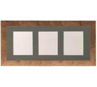 Metro Vintage Wood Frame with Dark Grey Mount for 3 Image Sizes 7 x 5 Inch Frames & Mirrors 4U Walnut One Size