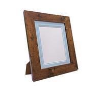 Metro Vintage Wood Photo Picture Poster Frame with Double Blue Mount A2 for Image Size A3