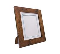 Metro Vintage Wood Photo Picture Poster Frame with White on Blue Double Mount 24 x 18 for Image Size 45 x 30 cm
