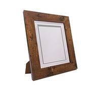 Metro Vintage Wood Photo Picture Poster Frame with White on Dark Grey Double Mount 12 x 10 for Image Size 10 x 8 inch