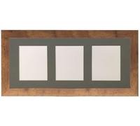 Metro Vintage Wood Picture Photo Frame with Dark Grey 7 x 5 Inch Three Aperture Long Mount