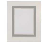 Metro White Photo Picture Poster Frame with Double Dark Grey on Light Grey Mount 16 x 12 for Image Size 12 x 10 inch