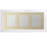 Metro White Picture Photo Frame with Ivory 7 x 5 Inch Three Aperture Long Mount