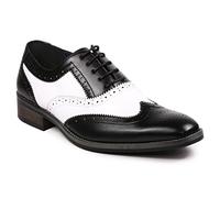 Metrocharm MC118 Men's Two Tone Perforated Wing Tip Lace Up Oxford Dress Shoes Black Size: 12