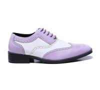 Metrocharm Two-Tone Wingtip Oxford Men's Dress Shoes, Synthetic Leather, Brogue Style, Lace-Up Design for Formal Wear, MC118, Lavender White, 14