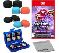 Metroid Prime 4: Beyond for Nintendo Switch 2 Edition (US Version), with PremGear Thumb Grips (8 pack, 3 colors, 2 Heights - 3mm, 7mm), 24 Slot Game Card Holder & Cleaning Cloth