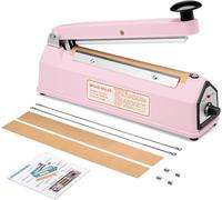 METRONIC Impulse Sealer 8 Inch Manual Heat Sealing Machine for Plastic Bags Shrink Film Bag Sealer Heavy Duty Sealing Machine with Repair Kit (Pink)
