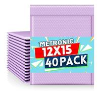 Metronic Large Bubble Mailers 12x15 Inch 40 Pack Waterproof Padded Envelopes Lavender Bubble Envelopes Opaque Cushioning Mailer for Shipping Clothes, Books,Jewelry Makeup Supplies