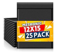 Metronic Large Bubble Mailers 12x15 Inch Black 25 Pack Waterproof Padded Envelopes Opaque Bubble Mailer Cushioning Bubble Envelopes for Shipping Clothes,Books,Jewelry Makeup Supplies