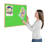 Metroplan Eco-Friendly Apple Green Felt Noticeboard, 90 x 60 cm, Light Oak Effect Wooden Frame Pinboard - Ideal for Modern Office, School Displays, Healthcare Notices
