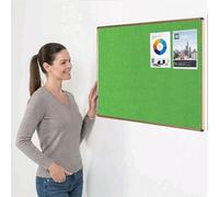 Metroplan Fire-Retardant Noticeboard, 120 x 120 cm, Pinboard, Aluminium Frame with Light Oak Effect, Wall-Mounted, 12 Colour Options - Ideal for Office, Classroom, Notice Displays (Apple Green)