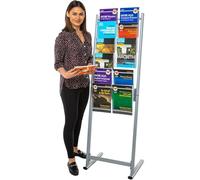 Metroplan Freestanding Leaflet Holder | 12 x A4, Clear PVC Pockets, Brochure Dispenser | Complete Visibility allows easy browsing | Literature Display Stand | Ideal for Office, School or Reception