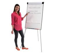 Metroplan Tripod Flipchart Easel | Large Magnetic Dry-Wipe Whiteboard| 1000 x 680 mm | White Frame | Height-Adjustable - Ideal for Office, School, Presentation, Venues