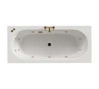 Metropole 12 Jet Brushed Brass V-Tec Double Ended Whirlpool Bath | White | Acrylic | 1700mm x 750mm