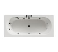 Metropole 12 Jet Matt Black Flat Jet Double Ended Whirlpool Bath | White | Acrylic | 1800mm x 800mm