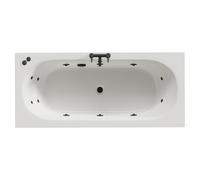 Metropole 12 Jet Matt Black V-Tec Double Ended Whirlpool Bath | White | Acrylic | 1700mm x 750mm