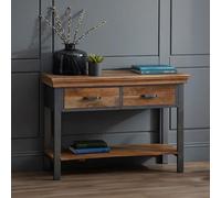 Metropolis Console Table - 2 Drawer - Industrial - Solid Wood and Metal