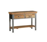 Metropolis Industrial 2 Drawer Console Table - Metal/Acacia Solid Wood - L40 x W115 x H77 cm Indian Hub Brown One Size