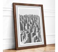 Metropolitan Density Modern Framed Wall Art Print A1 (84.1×59.4cm) Walnut, Wall Decor for Living Room, Bedroom, Office & Home, Ready to Hang, Art Gift
