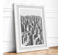 Metropolitan Density Modern Framed Wall Art Print A1 (84.1×59.4cm) White, Wall Decor for Living Room, Bedroom, Office & Home, Ready to Hang, Art Gift