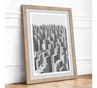 Metropolitan Density Modern Framed Wall Art Print A2 (59.4×42cm) Oak, Wall Decor for Living Room, Bedroom, Office & Home, Ready to Hang, Art Gift