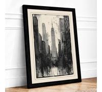 Metropolitan Heights Industrial Framed Wall Art Print A1 (84.1×59.4cm) Black, Wall Decor for Living Room, Bedroom, Office & Home, Ready to Hang, Art Gift