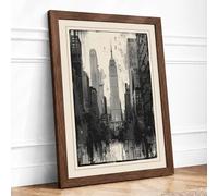 Metropolitan Heights Industrial Framed Wall Art Print A2 (59.4×42cm) Walnut, Wall Decor for Living Room, Bedroom, Office & Home, Ready to Hang, Art Gift