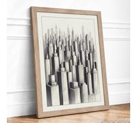 Metropolitan Skyline Industrial Framed Wall Art Print A1 (84.1×59.4cm) Oak, Wall Decor for Living Room, Bedroom, Office & Home, Ready to Hang, Art Gift