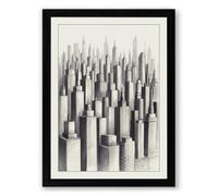 Metropolitan Skyline Industrial Framed Wall Art Print A2 (59.4×42cm) Black, Wall Decor for Living Room, Bedroom, Office & Home, Ready to Hang, Art Gift