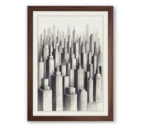 Metropolitan Skyline Industrial Framed Wall Art Print A3 (42×29.7cm) Walnut, Wall Decor for Living Room, Bedroom, Office & Home, Ready to Hang, Art Gift