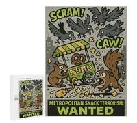 Metropolitan Snack Terrorism Wanted, 500 PCS Wooden Jigsaw Puzzle for Adults, Home Décor Activity, for Relaxing Solo Or Group Play