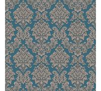 Livingwalls Baroque Wallpaper Metropolitan Stories Non-Woven Lizzy - London 10.05 m x 0.53 m Blue Silver Beige Made in Germany 368985 36898-5